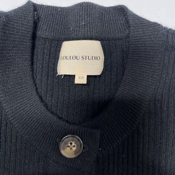 Loulou Studio Contoy Cropped Cardigan in Black - Picture 3 of 4